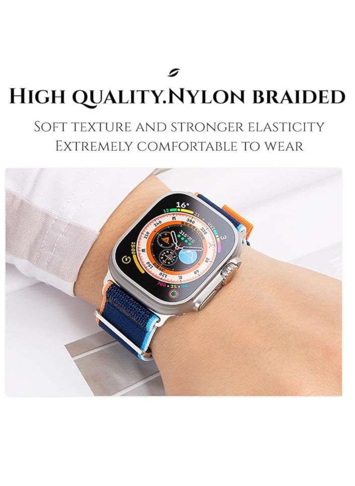 ten.tech - Tin Tech with Apple Watch Series Ultra/Ultra 2 Band 49mm 45mm 44mm 42mm, Nylon Sports Trail loop Band for Apple Watch /SE 1/2/3/4/5/6/7/ – Blue & orange - Image 1