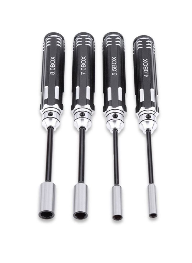 SYOSI Hex Nut Driver Set Hexagonal Head Nut Wrench 4.0/5.5/7.0/8.0mm 4Pcs RC Repair Tools Kit Socket Screwdrivers for RC Cars Model Airplanes Sportinggoods Deformation Model  - Image 1