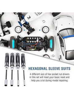 SYOSI Hex Nut Driver Set Hexagonal Head Nut Wrench 4.0/5.5/7.0/8.0mm 4Pcs RC Repair Tools Kit Socket Screwdrivers for RC Cars Model Airplanes Sportinggoods Deformation Model  - Image 3