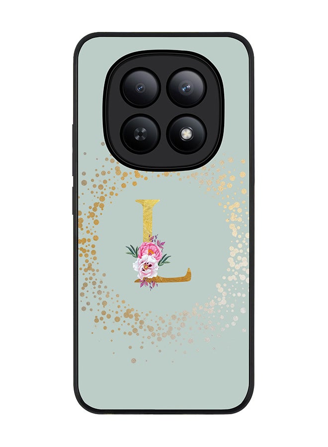 For Xiaomi Redmi Note 15 5G / Poco M8 Case,Slim fit Camera Protection, Shockproof Thin Phone cover  - Custom Monogram Floral - L  (Light Grey )