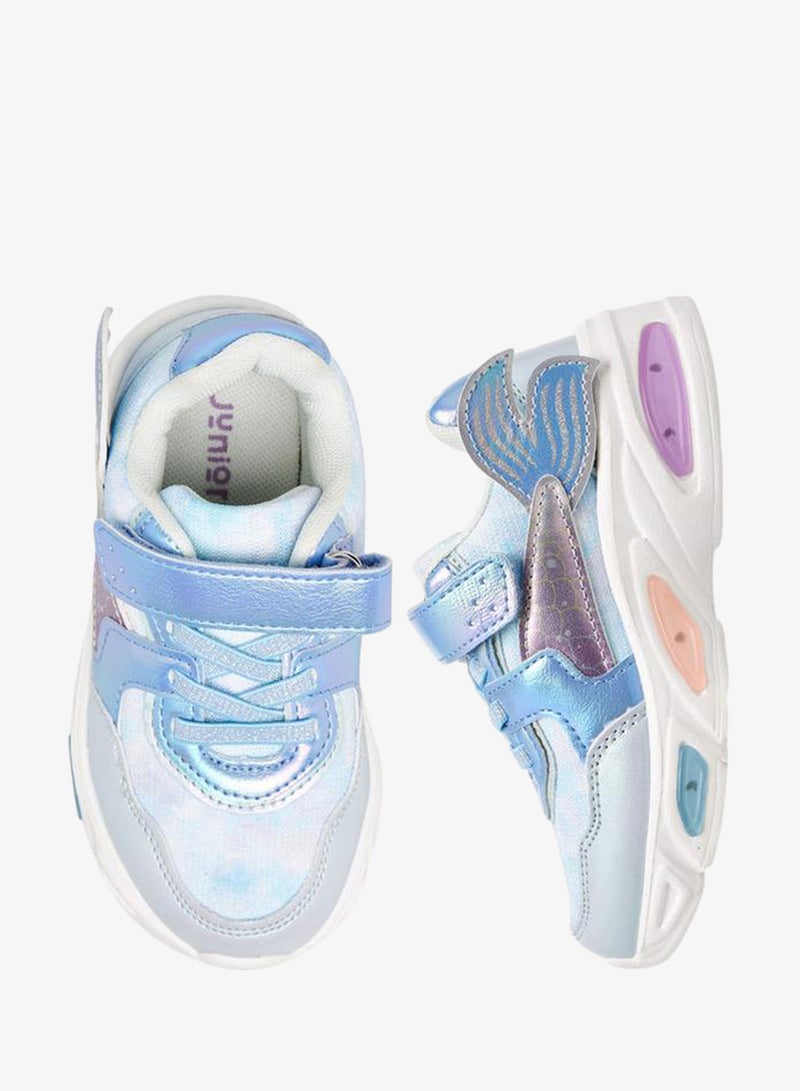 JUNIORS Mermaid Applique Light-Up Sneakers with Hook and Loop Closure - Image 3