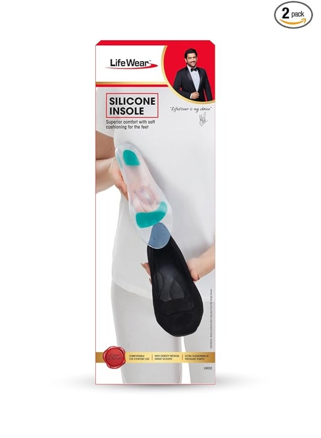 LifeWear Silicone Gel Insoles for Heel Pain Relief | Shock Absorbing Arch Support | Soft Cushion Shoe Inserts | Anti-Slip Comfort for Daily Wear, Work & Sports - Image 2