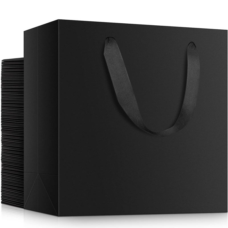 EUSOAR Large Gift Wrap Bags Bulk 50 Pack 125x45x11 inches Black Paper Bags with Handles Heavy Duty Totes for Wedding Grocery Boutique Retail Business Party Favors Baby Showers Birthdays