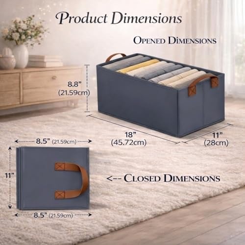 PulGos 2 Pcs Wardrobe Organizer for Storage | Rust-Free & Odour-Free Foldable Organiser| Stackable Space-Saving & Multipurpose Cloth Organizers for Almirah, Closet, Cupboard, Shelf, Home & Office Use - Image 2