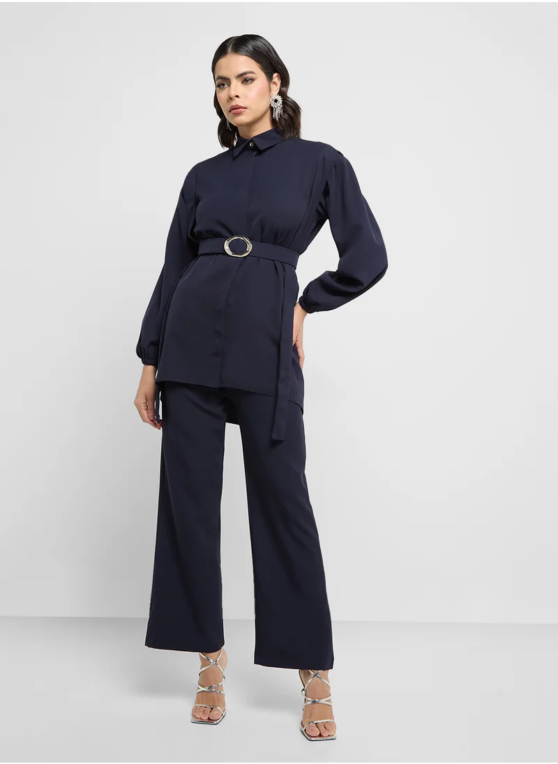 Khizana Belted Top & Pant Set