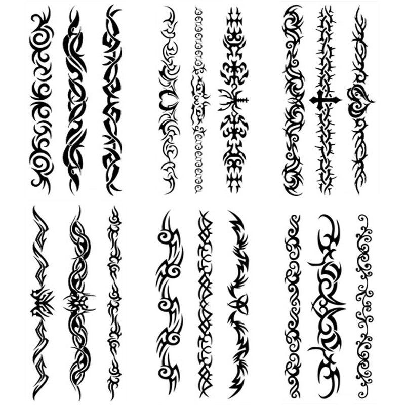 Yesallwas 6 Sheets Mix Tribal fake Tattoos Small Temporary Tattoo Blue Black Tribal Pattern Tattoo Body Sticker for Men Women 9cmX 19cm354X748 inches LXW