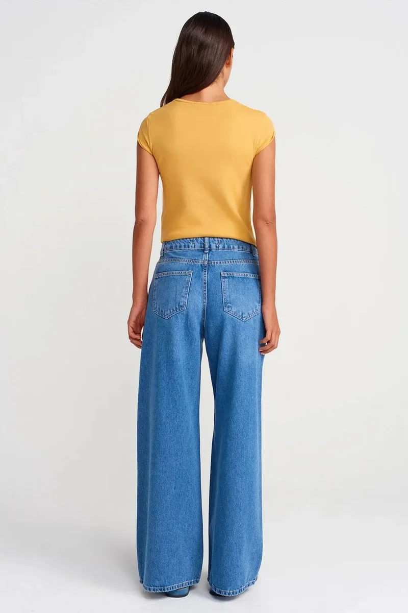 Dilvin Mid Blue Denim DILVIN High-Waist Wide-Leg Denim Jeans for Women | Best Price UAE