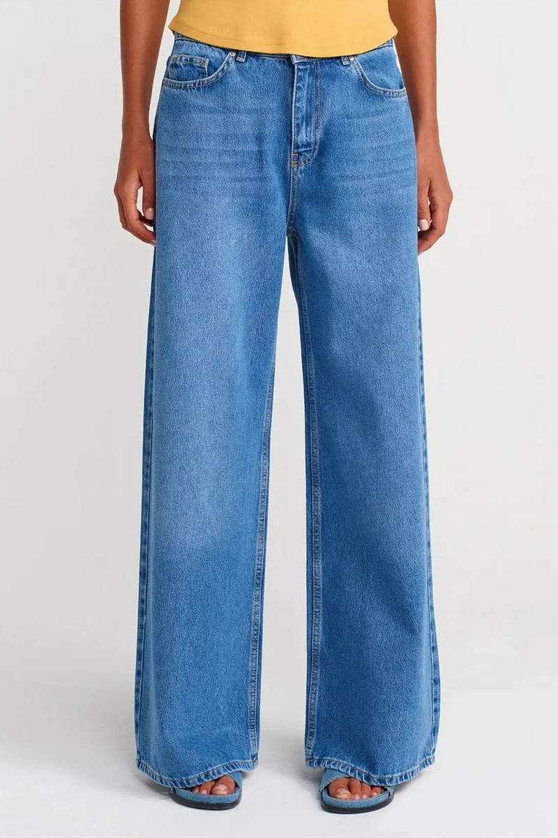 Dilvin Mid Blue Denim DILVIN High-Waist Wide-Leg Denim Jeans for Women | Best Price UAE
