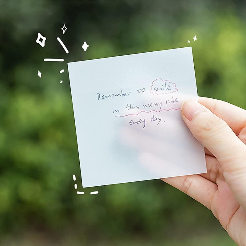 woobles Transparent Sticky Notes, 3 x 3 inch Clear Annotation Sticky Notes, Waterproof Translucent Color Memo Pad, See Through Office & School Supplies, 600 Sheets/12 Pads, 50 Sheets Per Pad (3" *2", Orange) 3" *2" White - Image 5