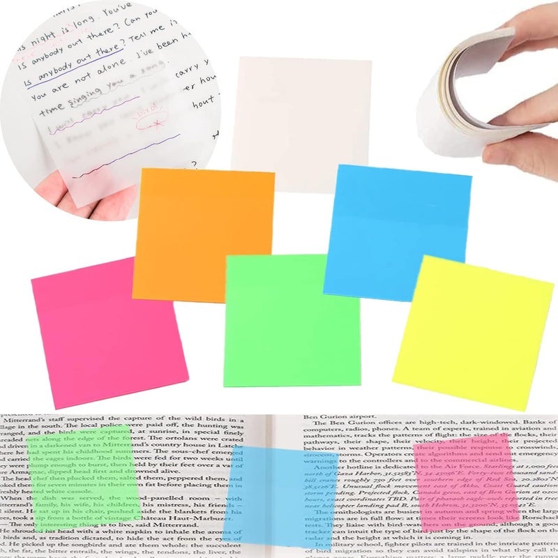 woobles Transparent Sticky Notes, 3 x 3 inch Clear Annotation Sticky Notes, Waterproof Translucent Color Memo Pad, See Through Office & School Supplies, 600 Sheets/12 Pads, 50 Sheets Per Pad (3" *2", Orange) 3" *2" White - Image 1