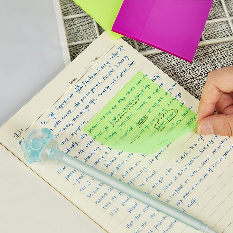 woobles Transparent Sticky Notes, 3 x 3 inch Clear Annotation Sticky Notes, Waterproof Translucent Color Memo Pad, See Through Office & School Supplies, 600 Sheets/12 Pads, 50 Sheets Per Pad (3" *2", Orange) 3" *2" White - Image 4