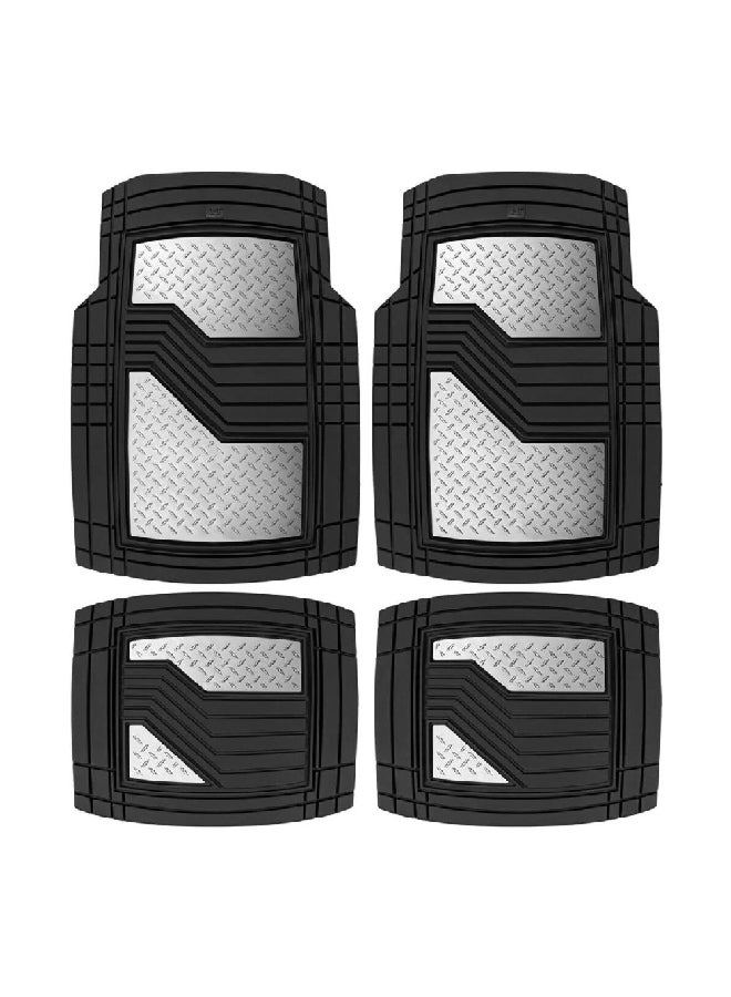 سجادة أرضية سيارة مطاطية قوية بأربع قطع للحماية الشاملة، تناسب جميع السيارات، اللون: أسود، 3.968 x 12.858 x 20.955 سم CAMT-2314-BK/SL - Image 1