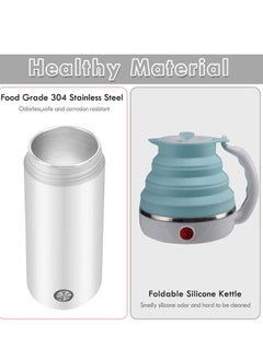 XiuWoo Portable Electric Kettle 400ml Travel Tea Kettle with Non stick Coating Double Wall Water Boiler Bottle Insulated Coffee Thermos Mug Fast Boil and Auto Shut Off Hot Water Heater (White)  - Image 5