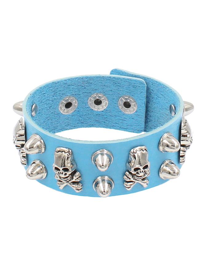 European And American Fashion Retro Multi-layer Pu Wide Leather Five-pointed Star Bracelet Domineering Skull Rivet Punk Hip-hop Bracelet Jewelry 