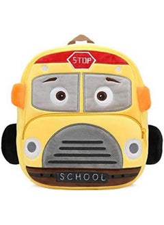 Blue Tree School Bag For Cute Kids For (1-6 Years), Nursery Soft Plush Yellow School Bus Bag For Toddlers, Mini Cartoon Backpack For Boys And Girls  - Image 1