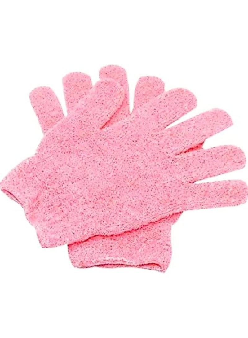 2 Pieces Exfoliating Gloves Body Scrub Bath Gloves, Double Sided Exfoliating Gloves for Body clean, Skin Shower Scrubber (Pink) - Image 1