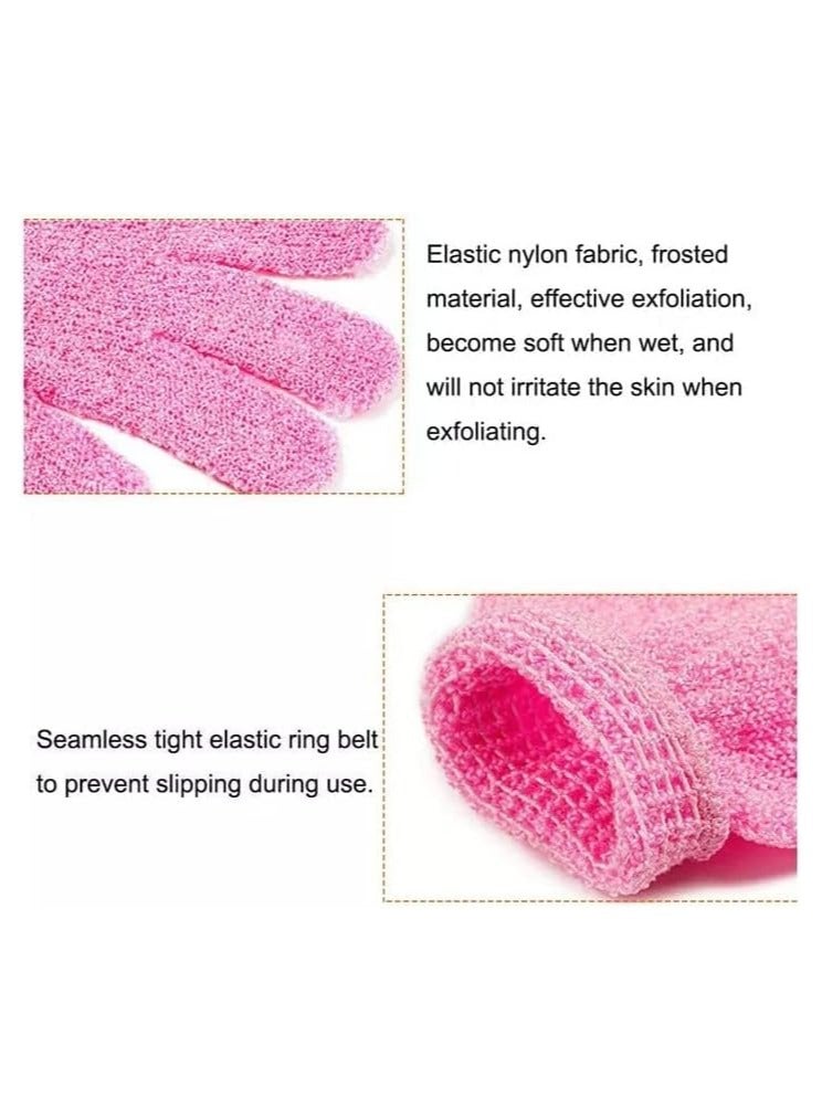 2 Pieces Exfoliating Gloves Body Scrub Bath Gloves, Double Sided Exfoliating Gloves for Body clean, Skin Shower Scrubber (Pink) - Image 2