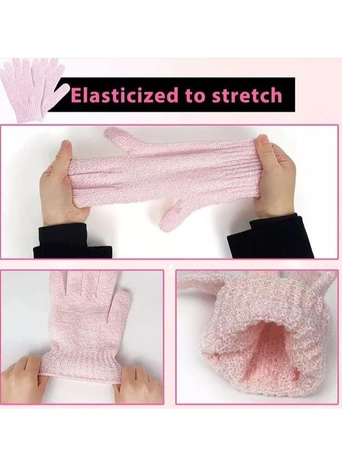 2 Pieces Exfoliating Gloves Body Scrub Bath Gloves, Double Sided Exfoliating Gloves for Body clean, Skin Shower Scrubber (Pink) - Image 4