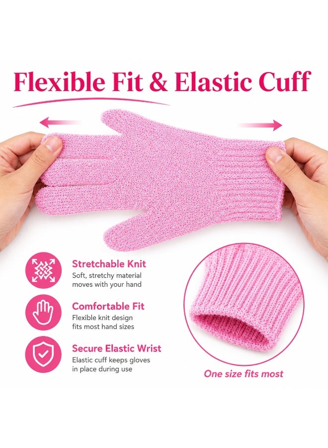 2 Pieces Exfoliating Gloves Body Scrub Bath Gloves, Double Sided Exfoliating Gloves for Body clean, Skin Shower Scrubber (Pink) - Image 4