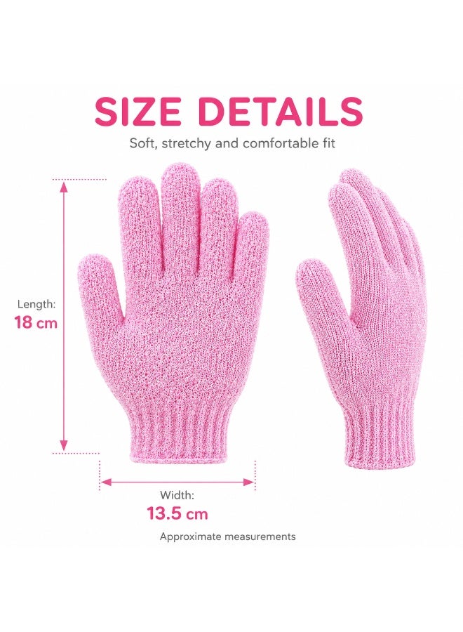 2 Pieces Exfoliating Gloves Body Scrub Bath Gloves, Double Sided Exfoliating Gloves for Body clean, Skin Shower Scrubber (Pink) - Image 3