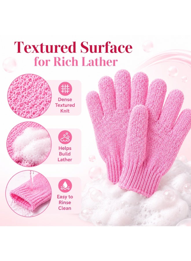 2 Pieces Exfoliating Gloves Body Scrub Bath Gloves, Double Sided Exfoliating Gloves for Body clean, Skin Shower Scrubber (Pink) - Image 5