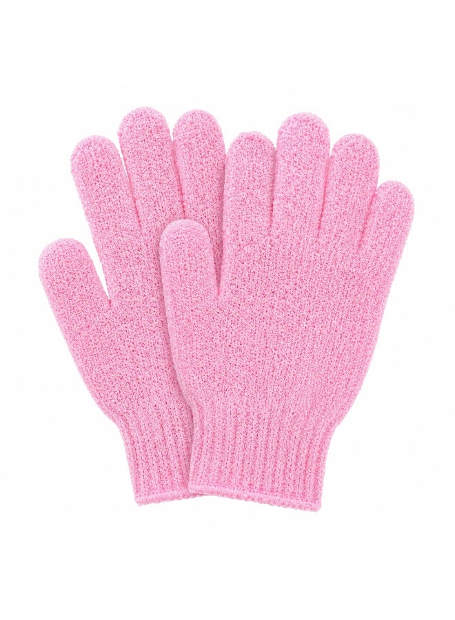 2 Pieces Exfoliating Gloves Body Scrub Bath Gloves, Double Sided Exfoliating Gloves for Body clean, Skin Shower Scrubber (Pink) - Image 1