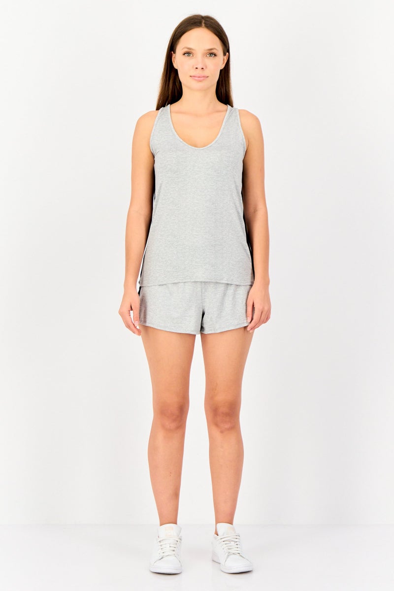 VINCE CAMUTO Women 2 Pieces Brand Logo Tank Top And Shorts Set, Grey - Image 1