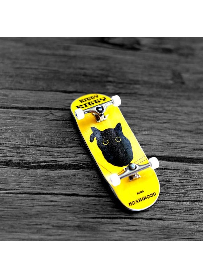 NOAHWOOD 2025 15s PRO Fingerboard Complete (5-Layer Colour Maple Wooden Pro Concave 35 x 98mm Handmade Deck + 34mm Prince 3G Silver Truck + Crown White Wheels iii) Kitty Kitty - Image 2