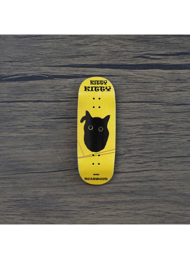 NOAHWOOD 2025 15s PRO Fingerboard Complete (5-Layer Colour Maple Wooden Pro Concave 35 x 98mm Handmade Deck + 34mm Prince 3G Silver Truck + Crown White Wheels iii) Kitty Kitty - Image 3