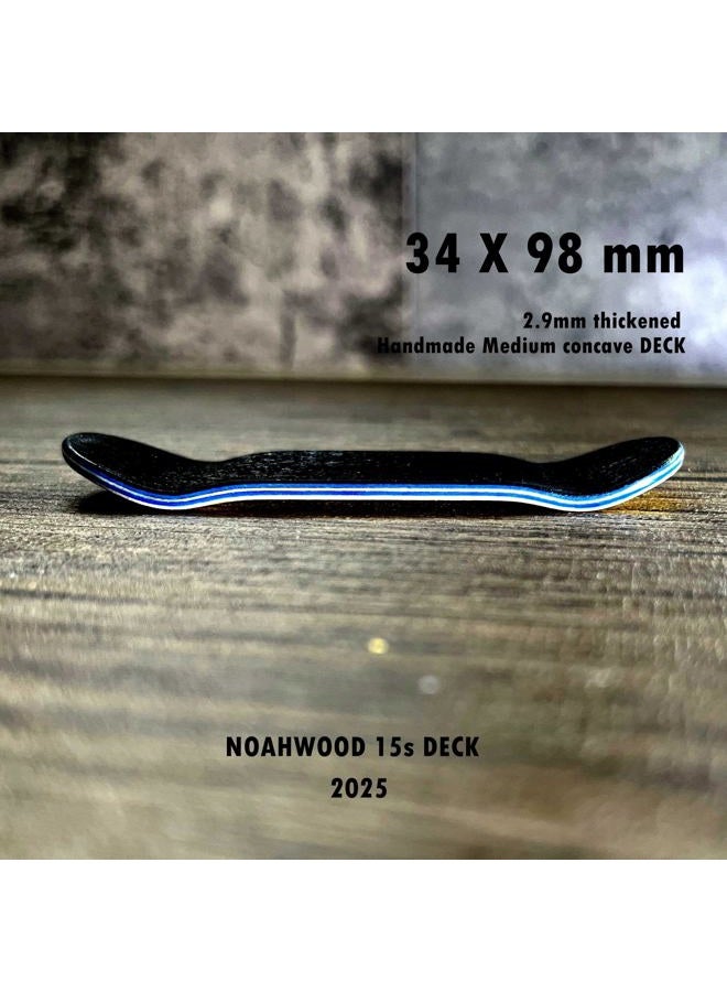 NOAHWOOD 2025 15s PRO Fingerboard Complete (5-Layer Colour Maple Wooden Pro Concave 35 x 98mm Handmade Deck + 34mm Prince 3G Silver Truck + Crown White Wheels iii) Kitty Kitty - Image 4