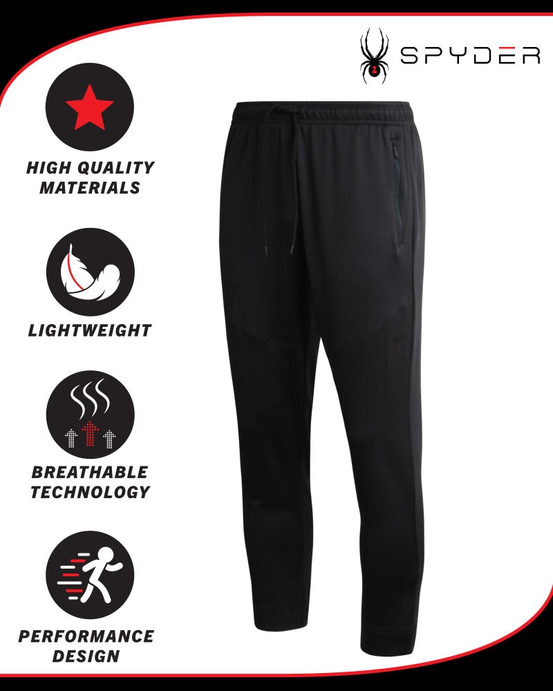 Spyder Mens Sweatpants with Pockets - Athletic Performance Tech Joggers for Men, Terry Workout Pants for Gym, Running, Hiking, Size Large, Dark Black - Image 1