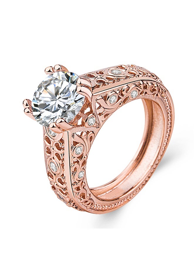 KUYING Original Hollow Carved Diamond Ring With Six Claws Inlaid With Brilliant Main Diamond - Image 1