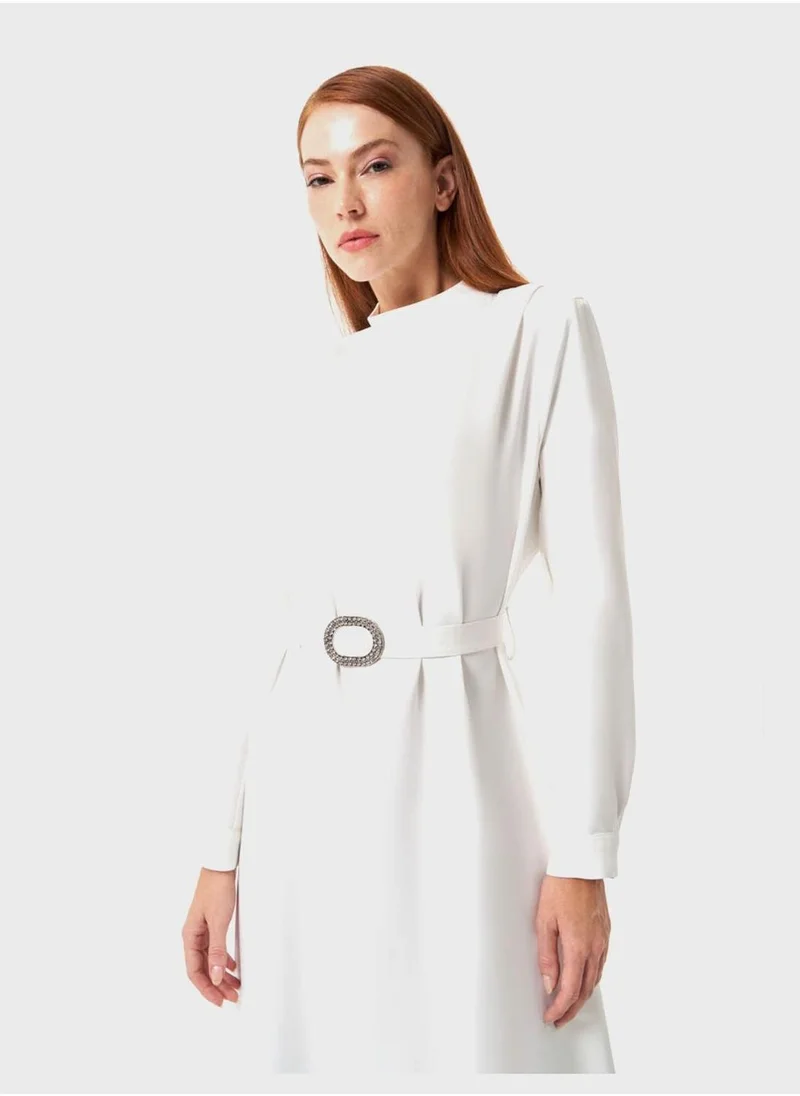 MIZALLE Belted Midi Dress