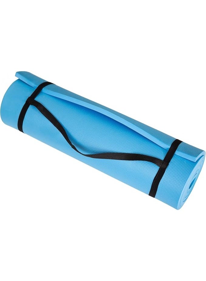 Spaceshoop Yoga and Exercise Mat with Carrying Strap, 6mm - Blue  - Image 1