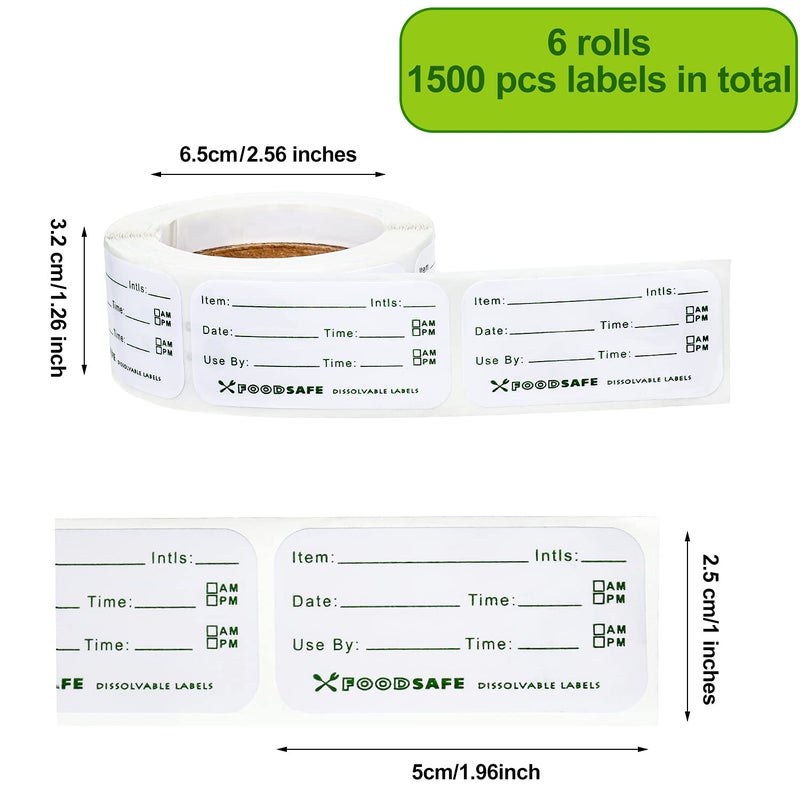 Outus 1500 Pieces Food Labels for Containers 1 x 2 Inch Expiration Date Stickers Waterproof Meal Prep Dissolvable Food Storage Labels Freezer Tape Easy to Write for Home Kitchen Restaurant Supplies - Image 2