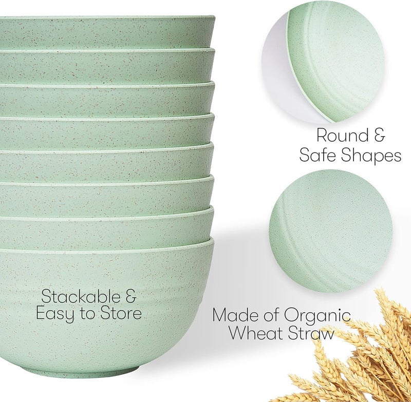 SWEVEN Wheat Straw Dinnerware Sets | Unbreakable Dinnerware Sets | Dishwasher Microwave Safe Dinnerware | Eco Friendly Non Breakable Dinnerware Sets | RV Outdoor Camping (Green, Service for 8 (32 pcs)) - Image 4