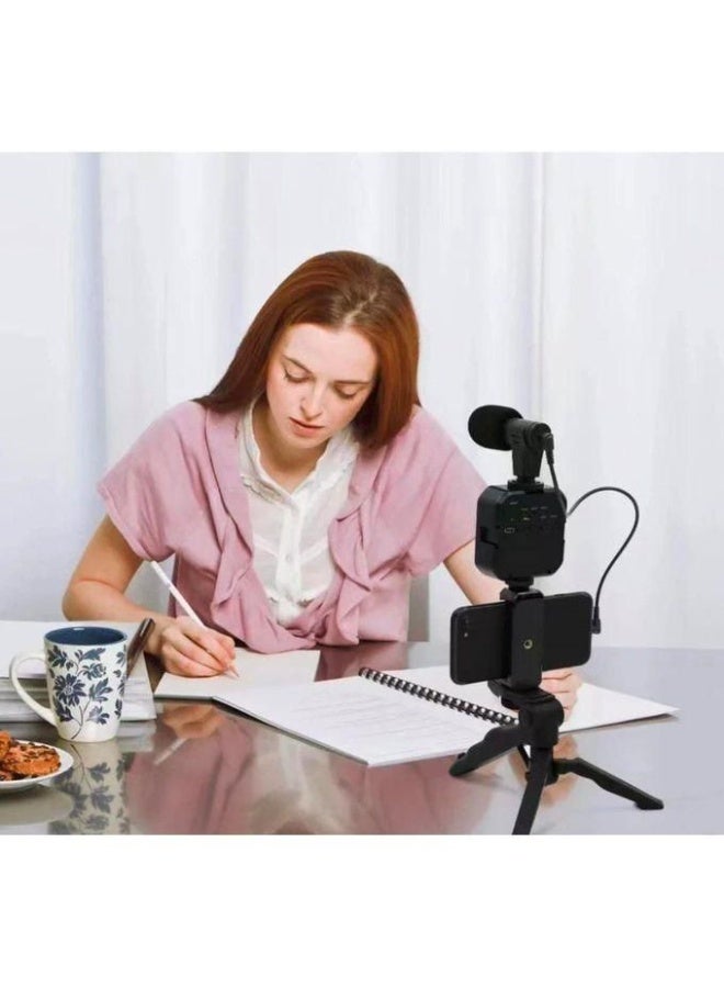 AY-49 Video Making Kit with LED Light, Microphone, and Tripod - Black  - Image 4