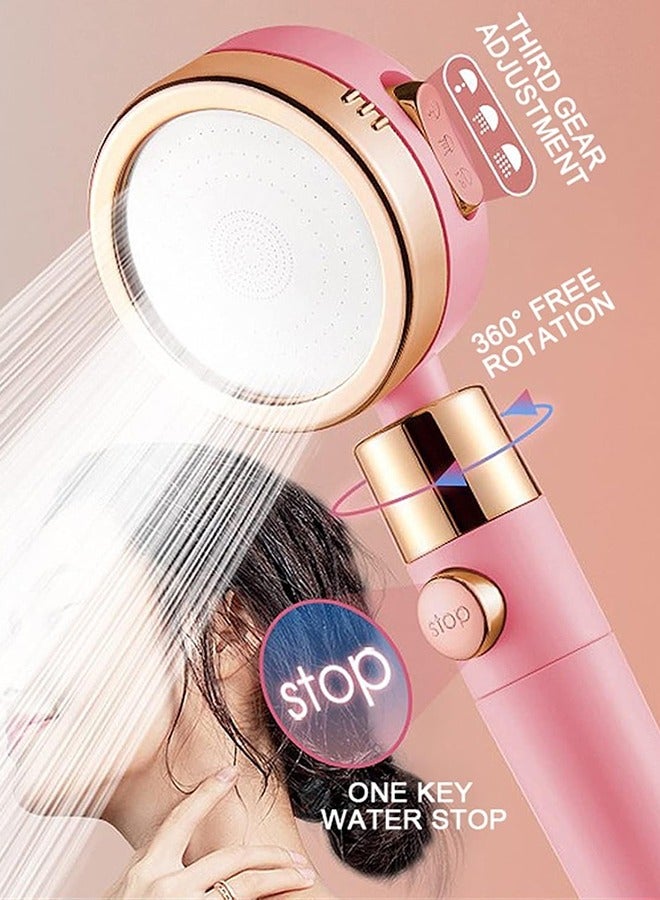 كيلا رأس دش رأس دش رأس دش موفر للمياه رأس دش مطري عالي الضغط 3 أوضاع دوار لتعديل ضبط الحمام مجموعة رأس دش وردي اللون، مع 5 قطع عنصر تصفية （وردي） - Image 3