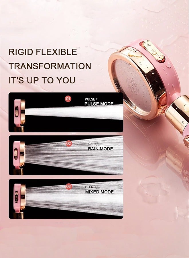 كيلا رأس دش رأس دش رأس دش موفر للمياه رأس دش مطري عالي الضغط 3 أوضاع دوار لتعديل ضبط الحمام مجموعة رأس دش وردي اللون، مع 5 قطع عنصر تصفية （وردي） - Image 2