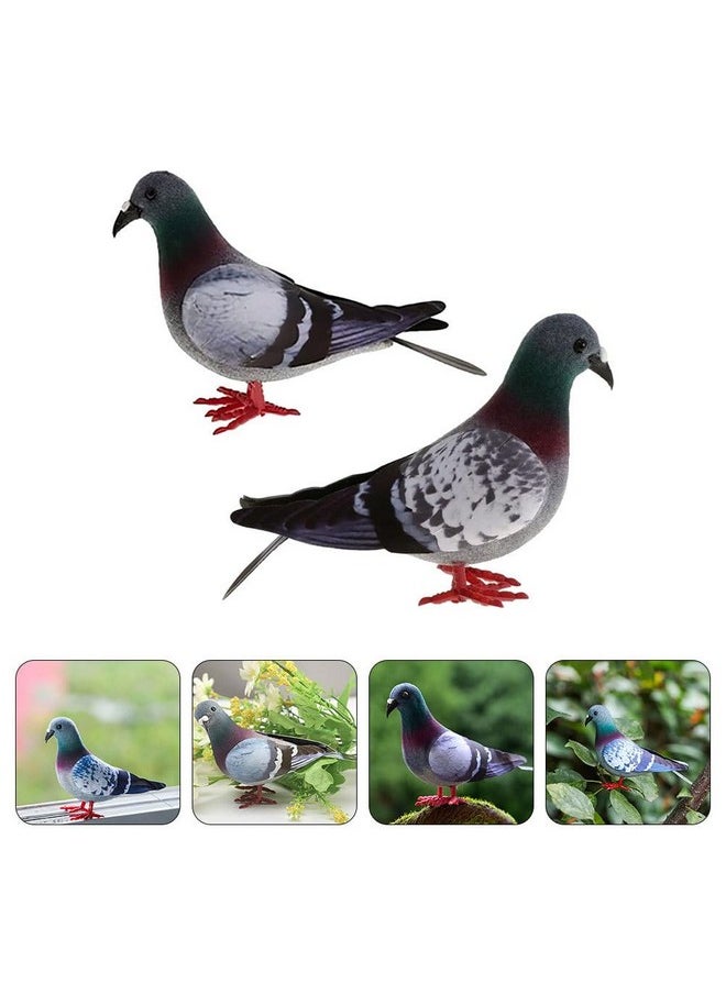 Hemobllo Hemobllo 2Pcs Realistic Foam Pigeon Decorations - Artificial Plume Doves for Home, Party, Garden Decor, DIY, Multi-Color, Lightweight  - Image 2