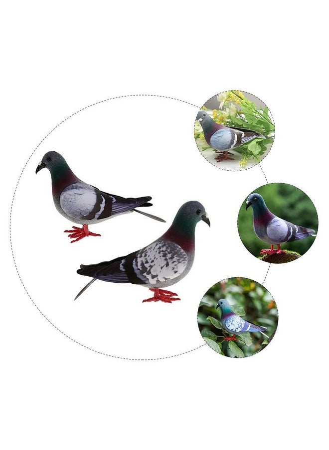 Hemobllo Hemobllo 2Pcs Realistic Foam Pigeon Decorations - Artificial Plume Doves for Home, Party, Garden Decor, DIY, Multi-Color, Lightweight  - Image 3