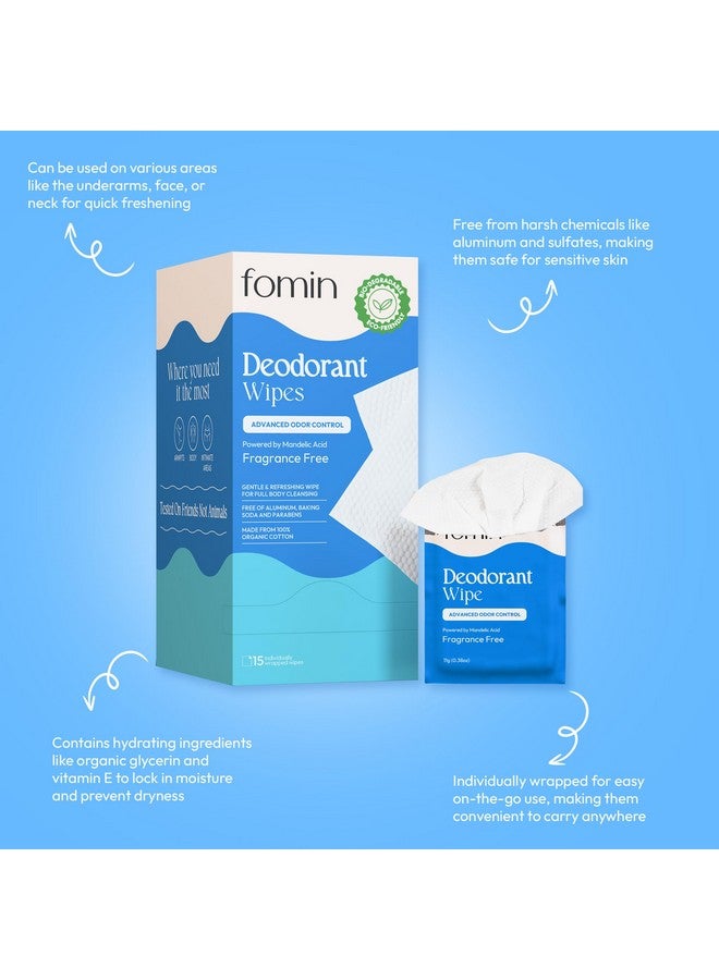 FOMIN FOMIN Acidified Travel Deodorant Wipes For Women & Men - 30 Count - Fragrance Free - pH Balanced, Mini Deodorant Travel Size Wipes - Plastic-Free, Individually Wrapped Underarm Body Wipes - Image 3