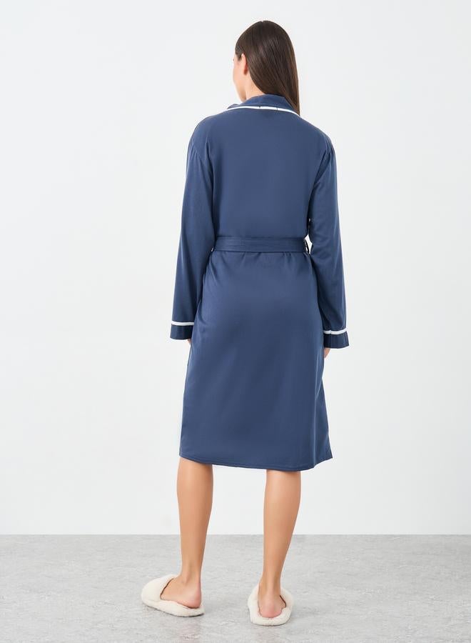 Styli Contrast Piping Pocket Detail Robe - Image 4