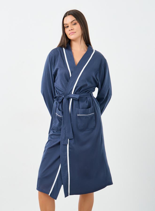 Styli Contrast Piping Pocket Detail Robe - Image 2