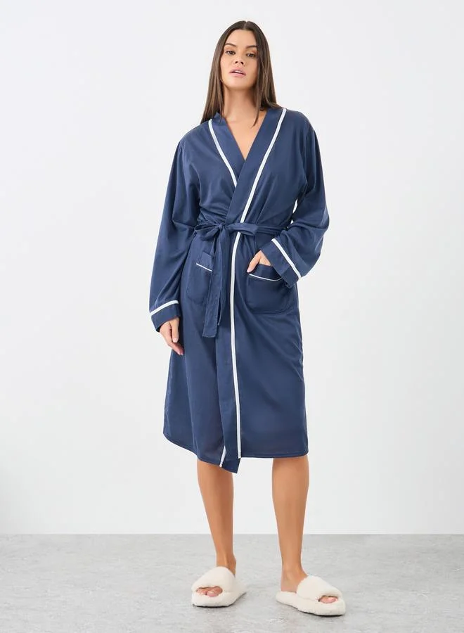 Styli Styli Contrast Piping Pocket Detail Robe