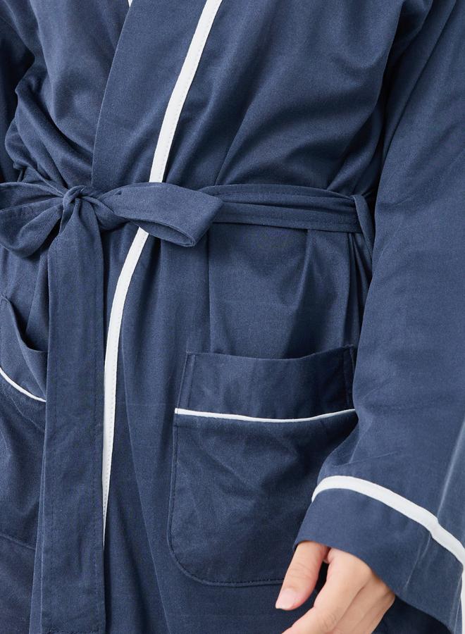 Styli Contrast Piping Pocket Detail Robe - Image 3
