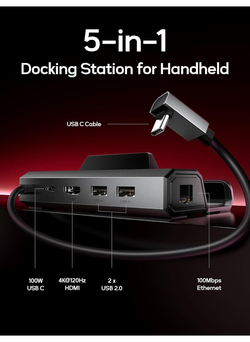 جيسوس محطة إرساء JSAUX HB0602 5 في 1 لأجهزة ستيم دك OLED، روج ألاي، ليجن جو - HDMI 4K@60Hz، شحن 100 واط PD، إيثرنت، منفذين USB-A - Image 4