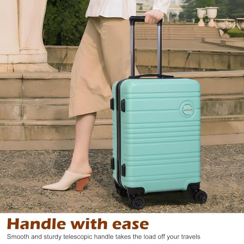 Aklsvion ABS+PC Carry on Luggage set with backpack 3 Pcs suitcace with Spinner wheels TSA Lock 20-In hardshell Lightweight Luggage set (Mint Green) - Image 2