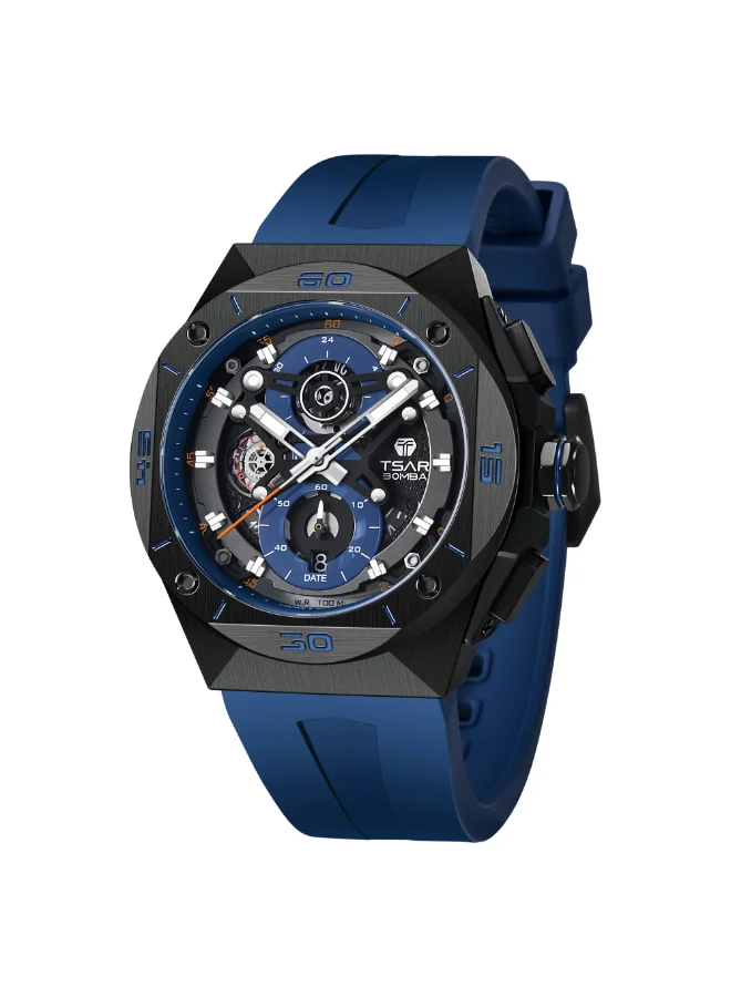TSAR BOMBA Men's Rubber Analog Watch TB8801Q-03 - 316L Stainless Steel mm