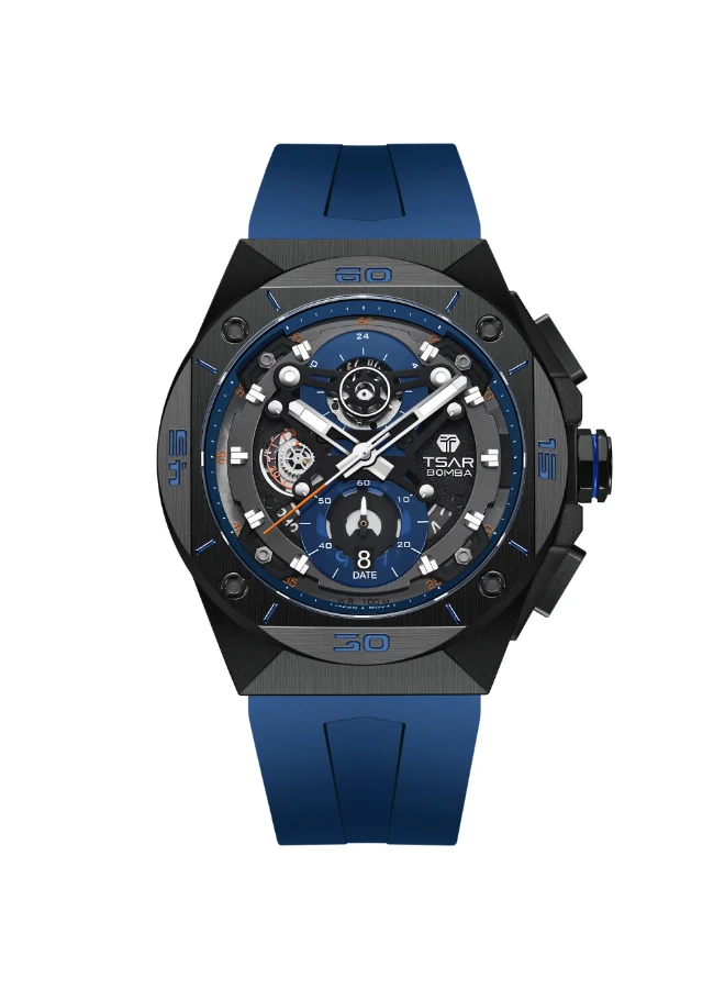 TSAR BOMBA Men's Rubber Analog Watch TB8801Q-03 - 316L Stainless Steel mm